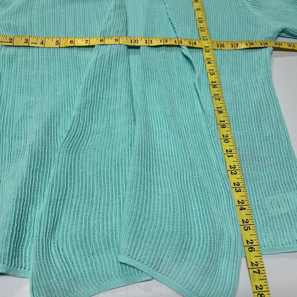 Coldwater Creek Women Open Front Knit Cardigan Sweater Size M Pastel Green Beach - Picture 6 of 8